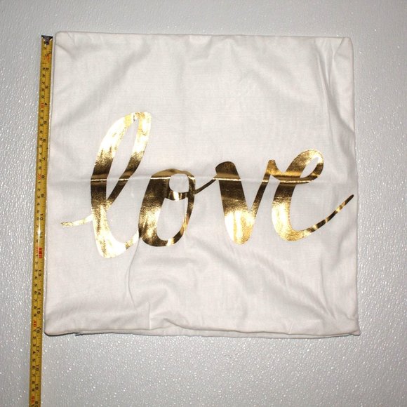 Modern 3 Piece Set Lot of Gold Lame Pillow Cases Of Self Love Verbiage 17" X 17" - Picture 6 of 9